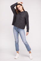 Zenana Hooded Brushed Melange Hacci Sweater ZENANA