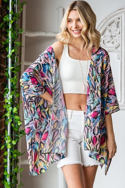 Heimish Multi Color Snake Open Cardigan