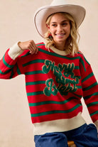BiBi Christmas Theme Stripe Knit Top