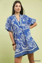 Umgee Orchid Blue Jacquard Two Tone Mini Dress ORCHID BLUE