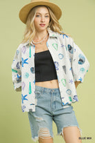 Umgee Seashell & Starfish Print Button-Down Top