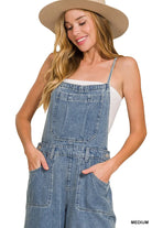 Zenana Denim Medium Washed Wide Leg Overalls