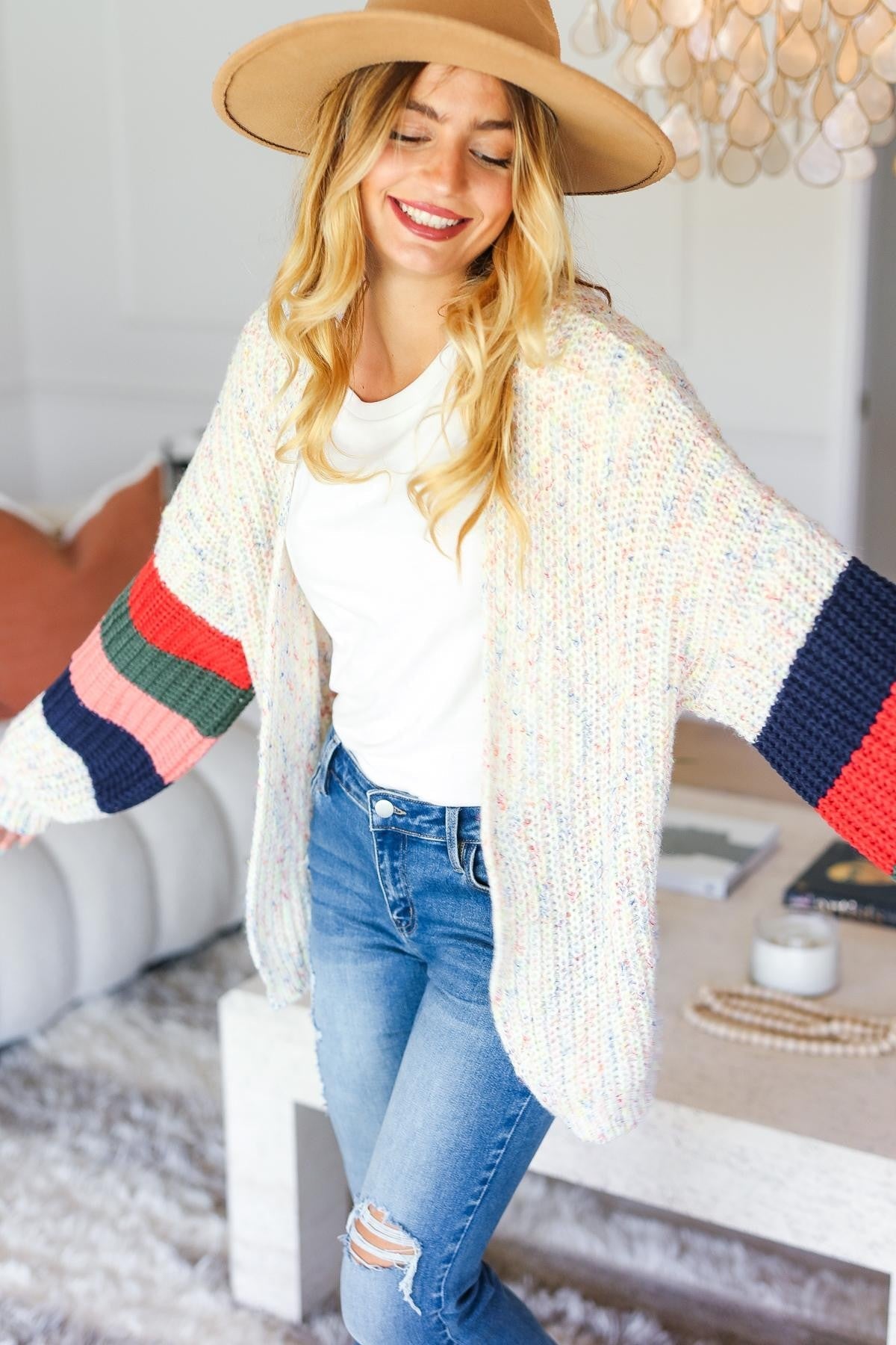 Haptics Multi Color Oversized Sweater Open Cardigan Ave Shops