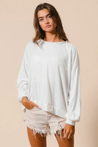 BiBi Ivory Loop Terry Pull Over With Cut Edge Band IVORY