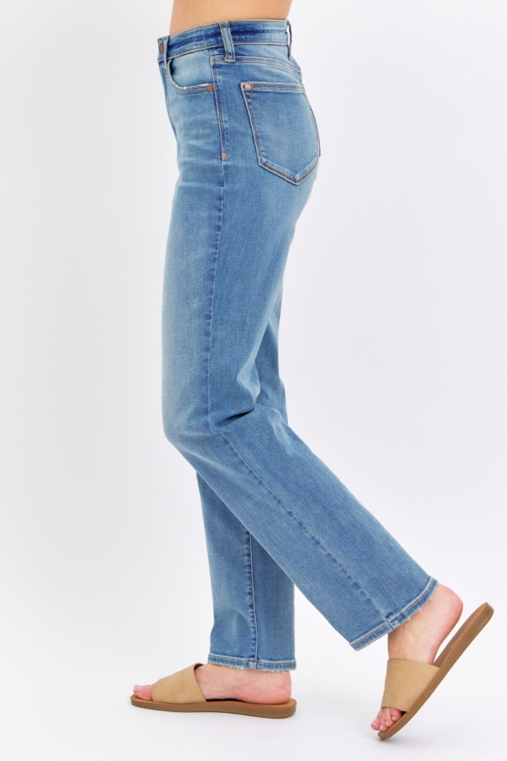 Judy Blue Medium Washed High Waist Straight Jeans Trendsi