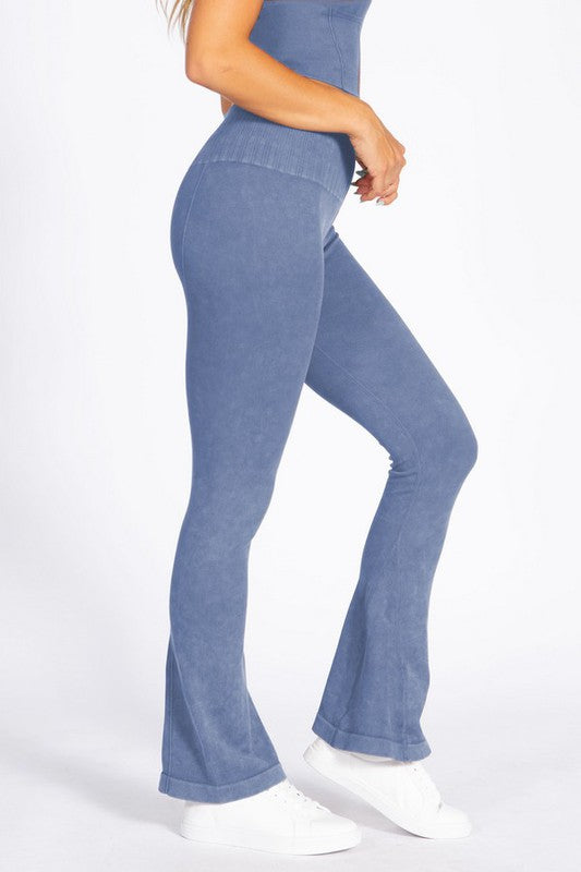 Women's Stone Washed Ribbed Yoga Pants Yelete