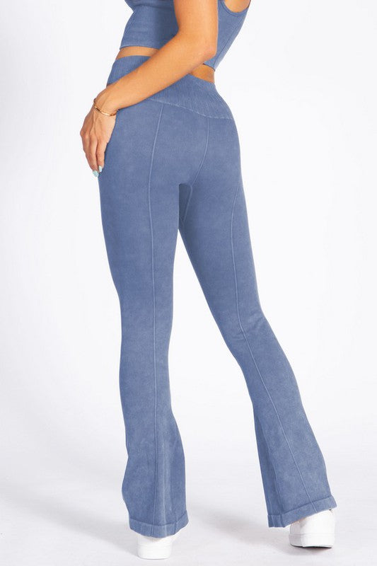 Women's Stone Washed Ribbed Yoga Pants Yelete