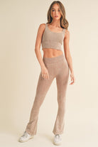 Women's Stone Washed Ribbed Yoga Pants Yelete