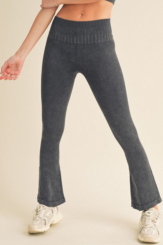 Women's Stone Washed Ribbed Yoga Pants Yelete