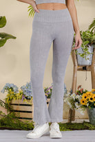 Women's Stone Washed Ribbed Yoga Pants Grey Yelete