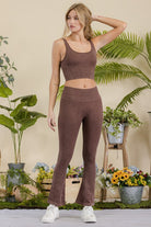 Women's Stone Washed Ribbed Yoga Pants Yelete