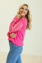 Southern Grace Pink Sequins Santa Sweatshirt Ruby Idol Apparel