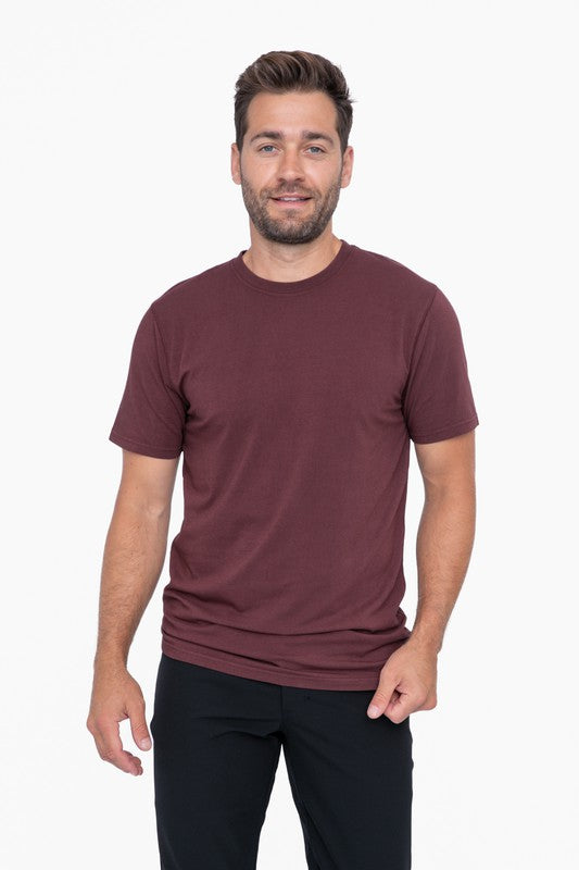 Mono B Men’s Pima Cotton Blend Short Sleeve Tee Burgundy