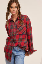 La Miel Plaid Avril Button Down Long Sleeve Flannel Shirt La Miel