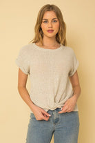 Gilli Short Sleeve Bottom Twist Top Natural Gilli