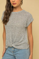 Gilli Short Sleeve Bottom Twist Top H GREY Gilli