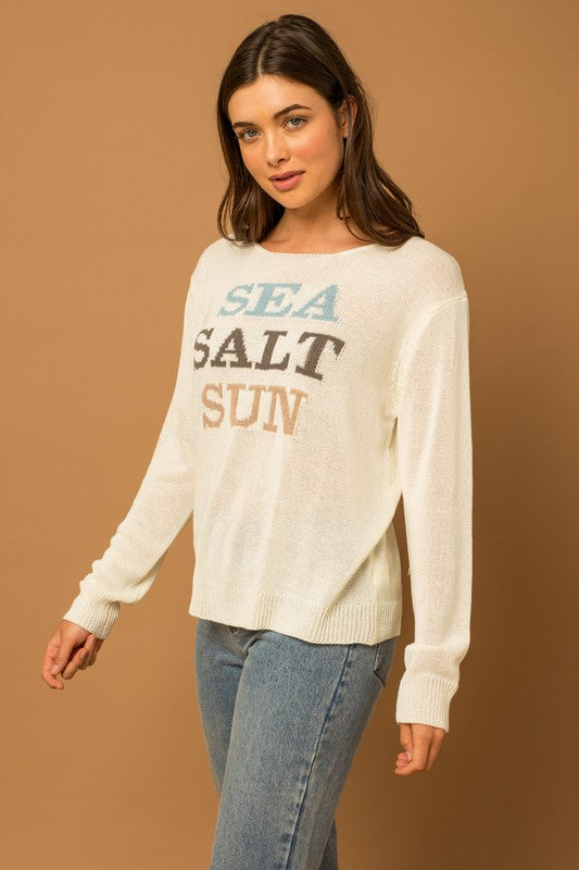 Gilli Round Neck Long Sleeve Sea Salt Sun Sweater