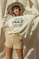 Gilli Round Neck Long Sleeve Sea Salt Sun Sweater White