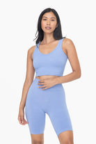 Mono B Ribbed Seamless Cropped Tank Top Blue Fog Mono B