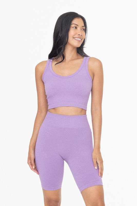 Ribbed Seamless Cropped Tank Top PURPLE ORCHID Mono B