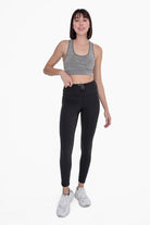 Mono B Green -Adjustable Bungee Waist Hiking Leggings Mono B