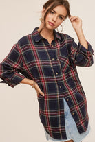 La Miel Plaid Avril Button Down Long Sleeve Flannel Shirt La Miel