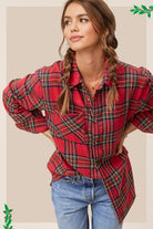 La Miel Plaid Avril Button Down Long Sleeve Flannel Shirt La Miel