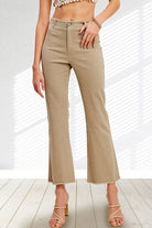 La Miel Soft Washed Stretchy High Rise Pants TAN La Miel