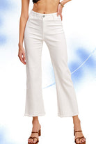 La Miel Soft Washed Stretchy High Rise Pants WHITE La Miel