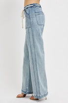 RISEN High Rise Pull On Straight Leg Jeans with Pockets