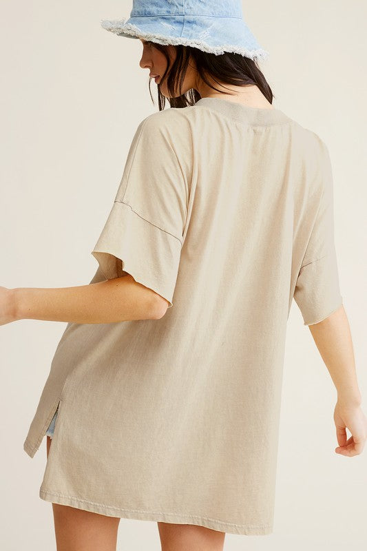 La Miel Mineral Washed Oversized Short Sleeve Top La Miel