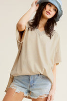 La Miel Mineral Washed Oversized Short Sleeve Top La Miel