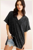 La Miel Mineral Washed Oversized Short Sleeve Top La Miel