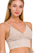 Zenana Washed Ribbed Bra Padded Tank Top ASH MOCHA ZENANA