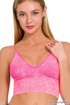 Zenana Washed Ribbed Bra Padded Tank Top N CORAL FUCHSIA ZENANA