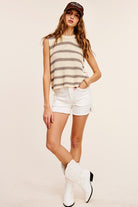 La Miel Chunky Stripe Sleeveless Sweater Top