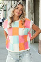 BiBi Multi-Color Checker Sweater Vest BiBi