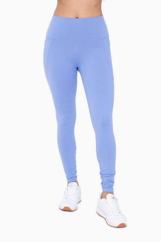 Mono B Tapered Band Essential Solid Highwaist Leggings Blue Fog Mono B