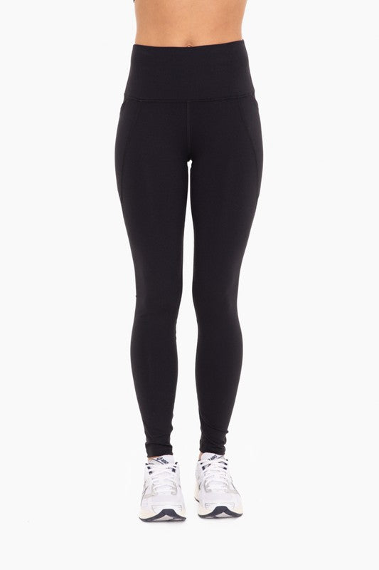 Mono B Tapered Band Essential Solid Highwaist Leggings Black Mono B