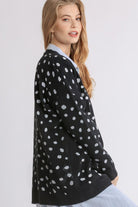 Umgee Black Dalmatian Hand Stamped Open Front Cardigan Shirts & Tops