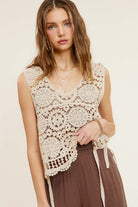 La Miel Self Side Tie Detailed Crochet Vest Top La Miel