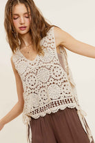 La Miel Self Side Tie Detailed Crochet Vest Top La Miel