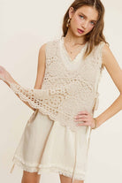 La Miel Self Side Tie Detailed Crochet Vest Top La Miel