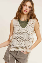 La Miel Self Side Tie Detailed Crochet Vest Top La Miel