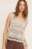 La Miel Self Side Tie Detailed Crochet Vest Top La Miel