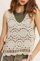 La Miel Self Side Tie Detailed Crochet Vest Top La Miel