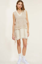 La Miel Self Side Tie Detailed Crochet Vest Top La Miel