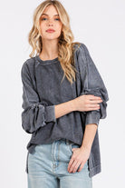 Mittoshop Titanium Mineral Wash Raglan Long Sleeve Oversized Top