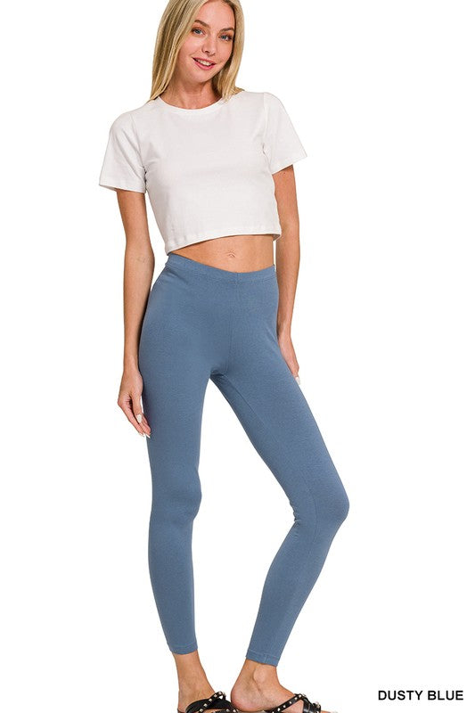 Zenana Heather Gray Cotton Round Neck Top & Legging Set