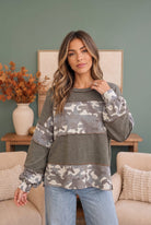 Haptics Cozy Camo Color Block Pullover